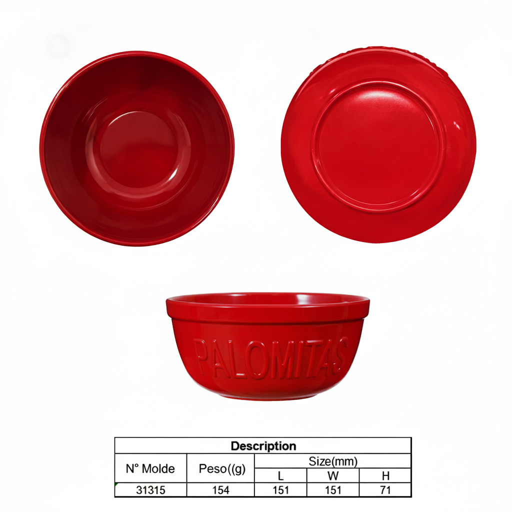 Tazón de palomitas melamina rojo 750 ml y 3.5 L - 7