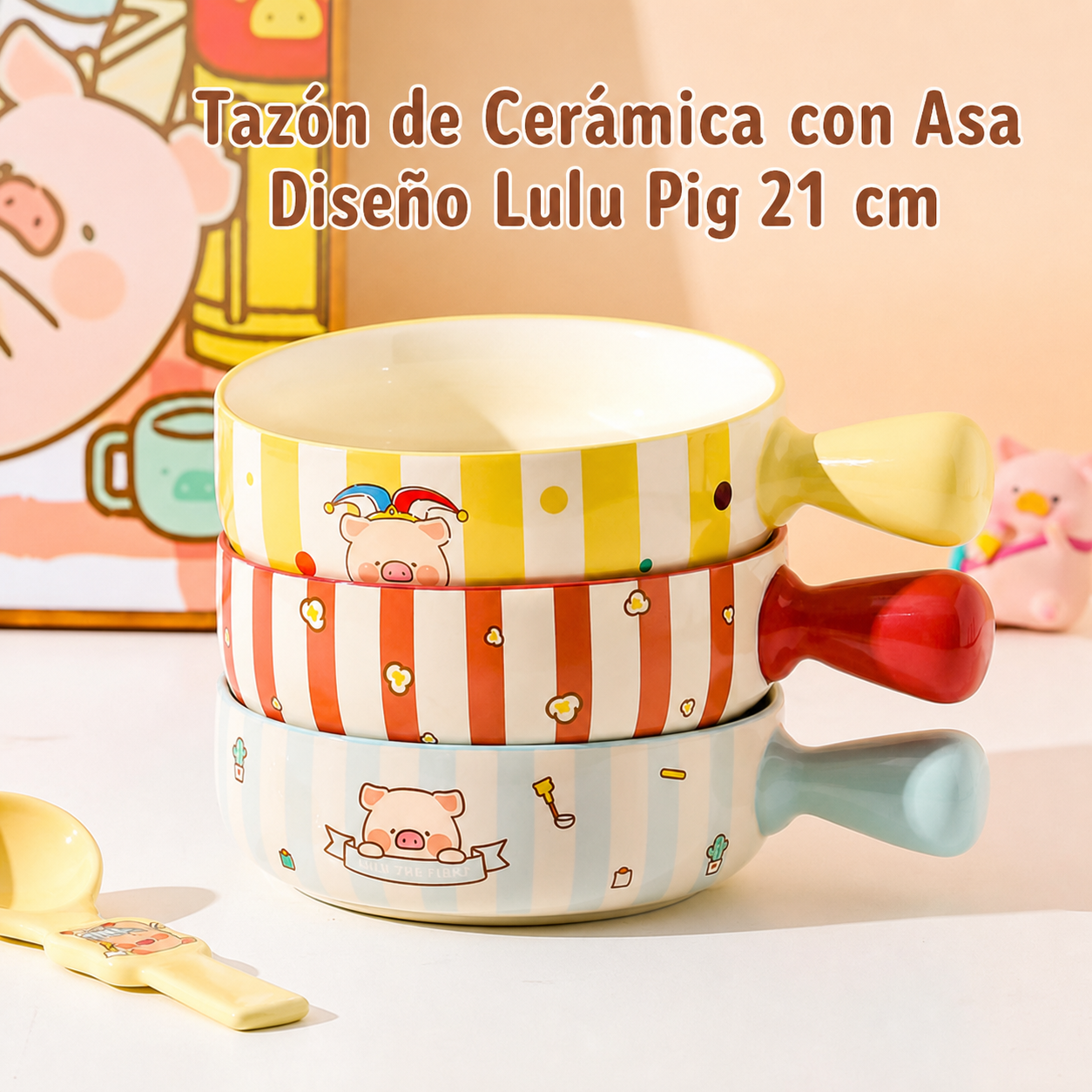 Tazón de Cerámica con Asa Diseño Lulu Pig 21 cm - 4