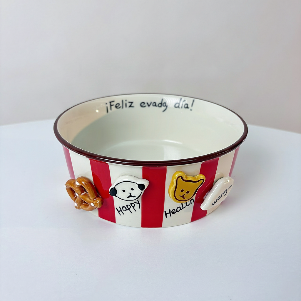 Tazón de cerámica kawaii con perritos para botanear - 6