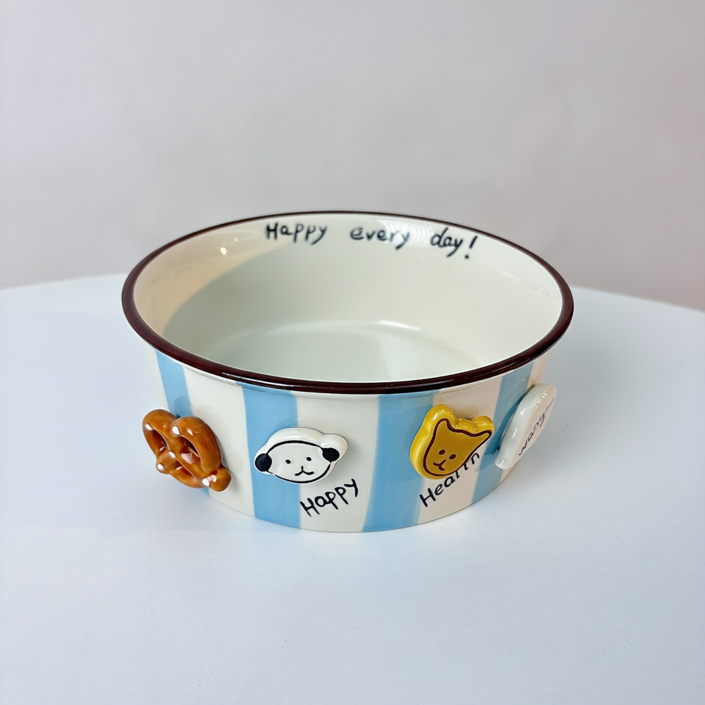 Tazón de cerámica kawaii con perritos para botanear - 7