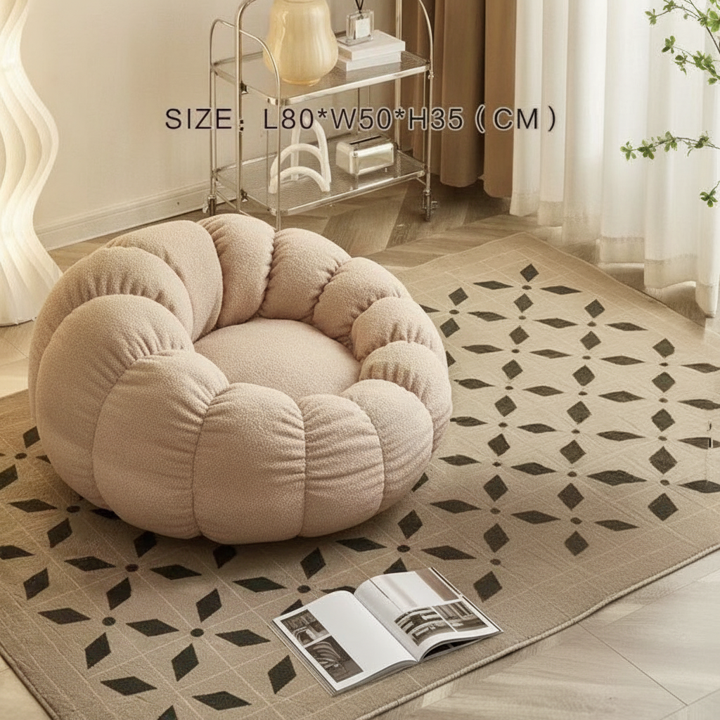 Sillón Puff Reclinable Tipo Calabaza con Relleno EPS