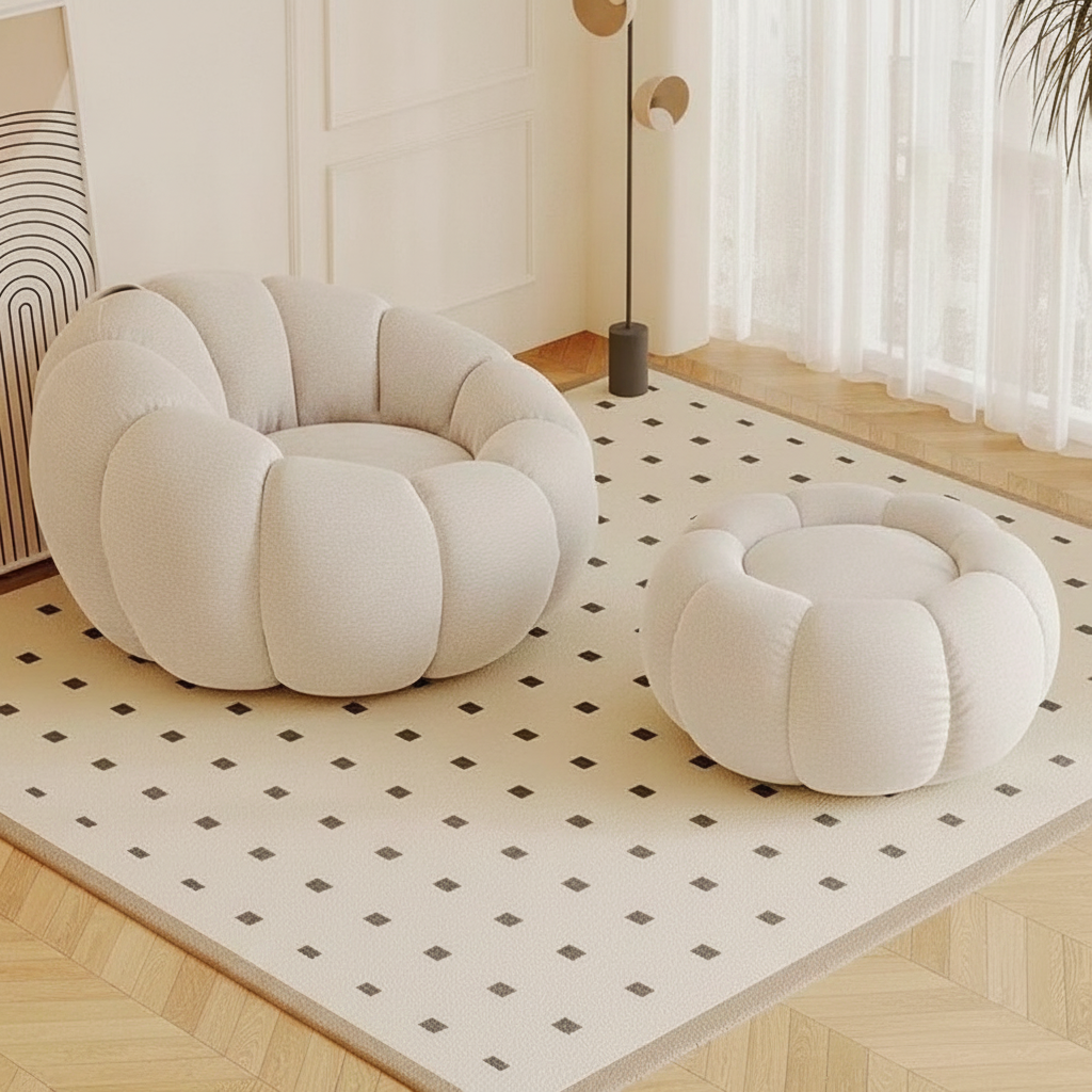 Sillón Puff Reclinable Tipo Calabaza con Relleno EPS