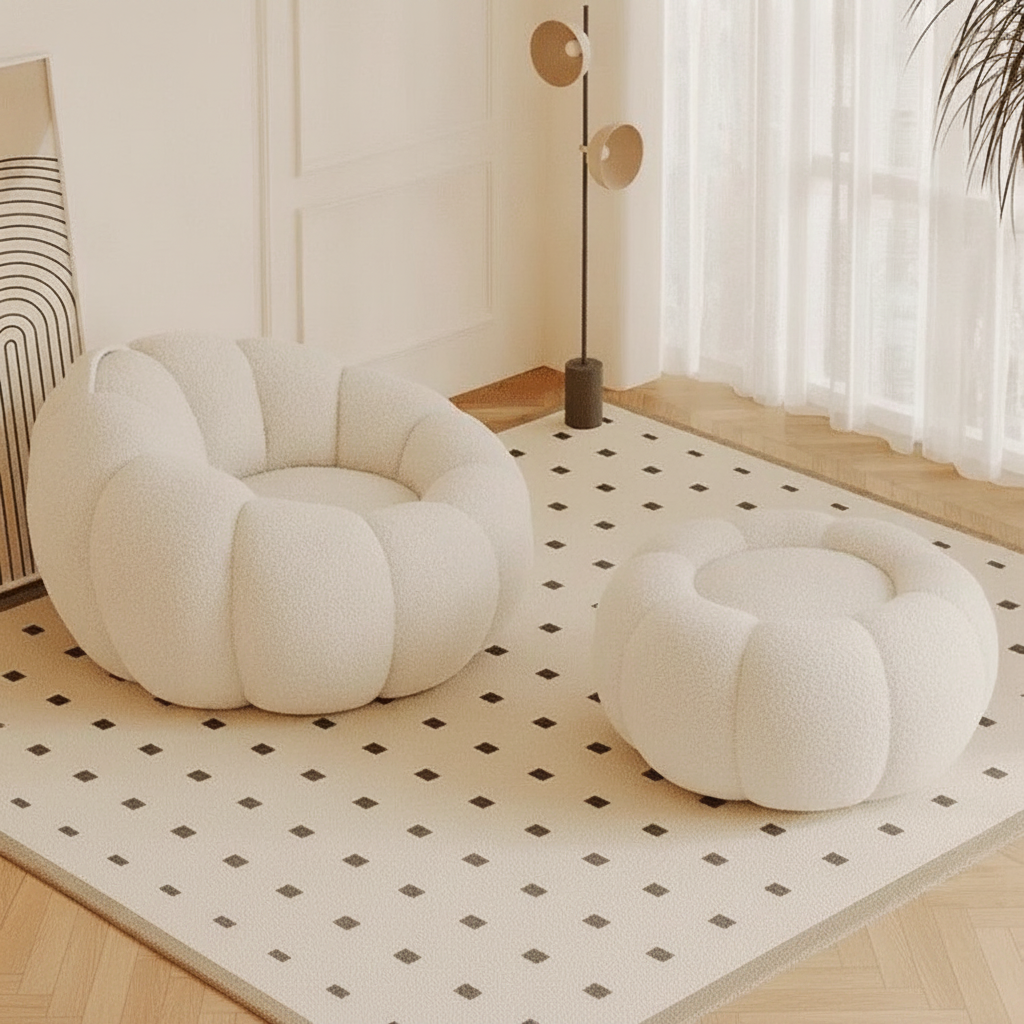 Sillón Puff Reclinable Tipo Calabaza con Relleno EPS