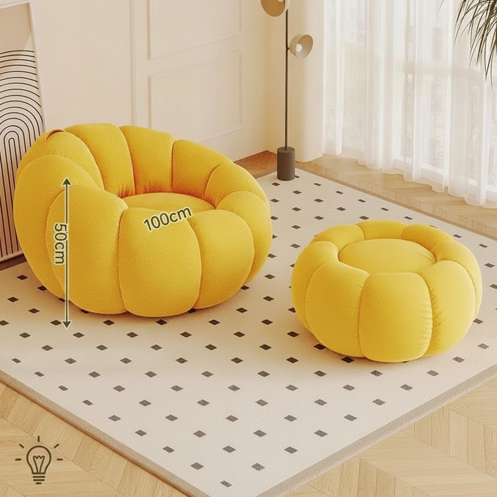 Sillón Puff Reclinable Tipo Calabaza con Relleno EPS