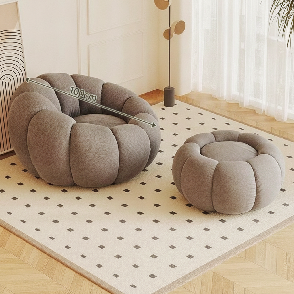 Sillón Puff Reclinable Tipo Calabaza con Relleno EPS
