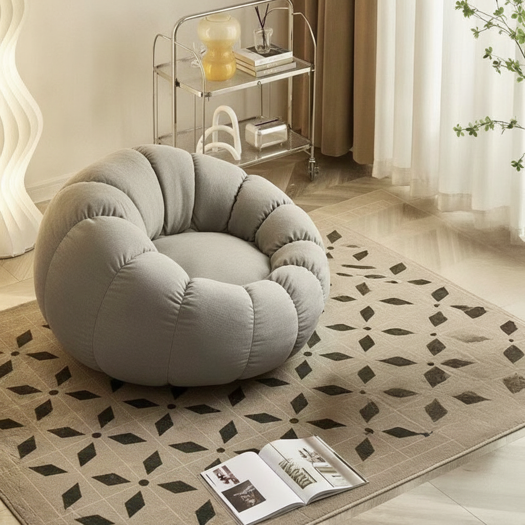 Sillón Puff Reclinable Tipo Calabaza con Relleno EPS