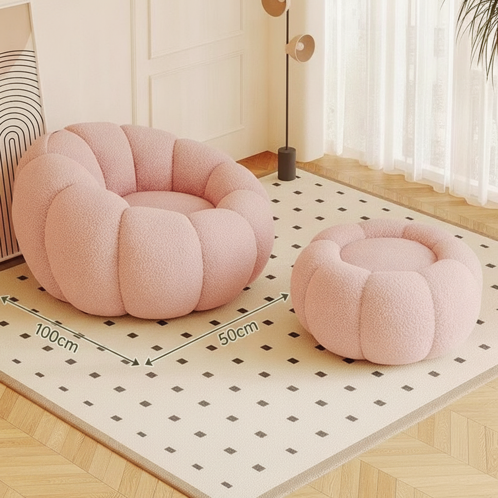 Sillón Puff Reclinable Tipo Calabaza con Relleno EPS