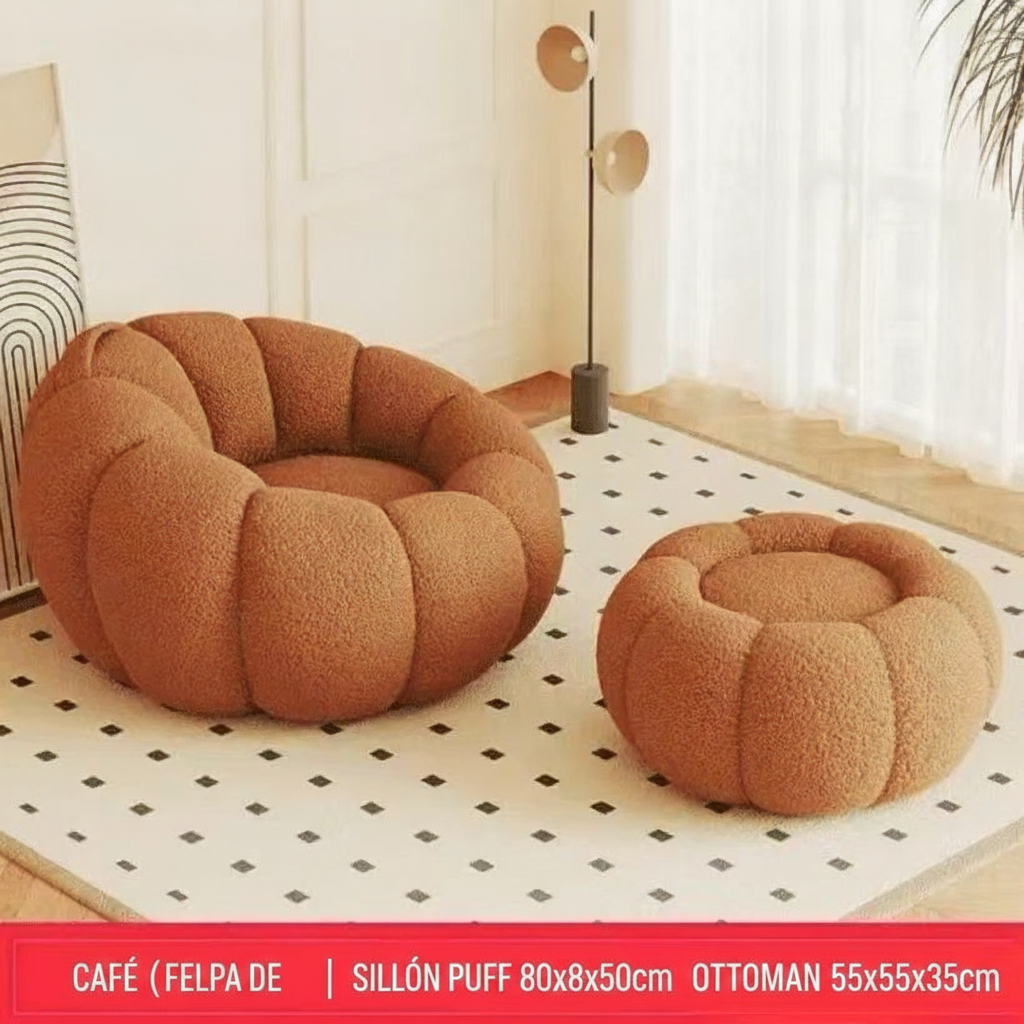 Sillón Puff Reclinable Tipo Calabaza con Relleno EPS