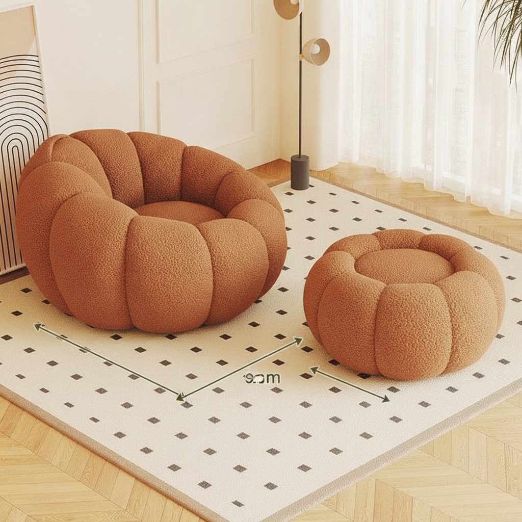 Sillón Puff Reclinable Tipo Calabaza con Relleno EPS