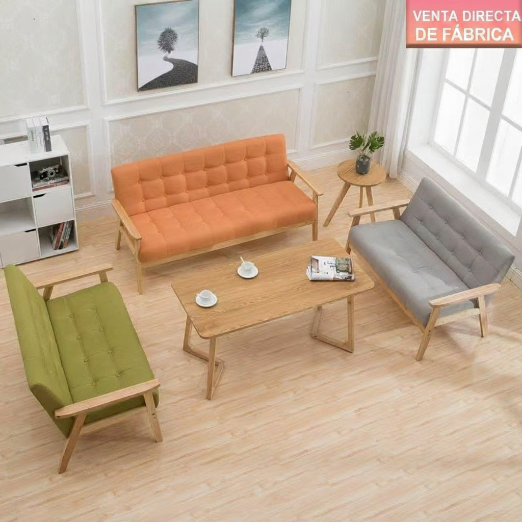 Sofá de oficina estilo japonés con estructura de madera - 1