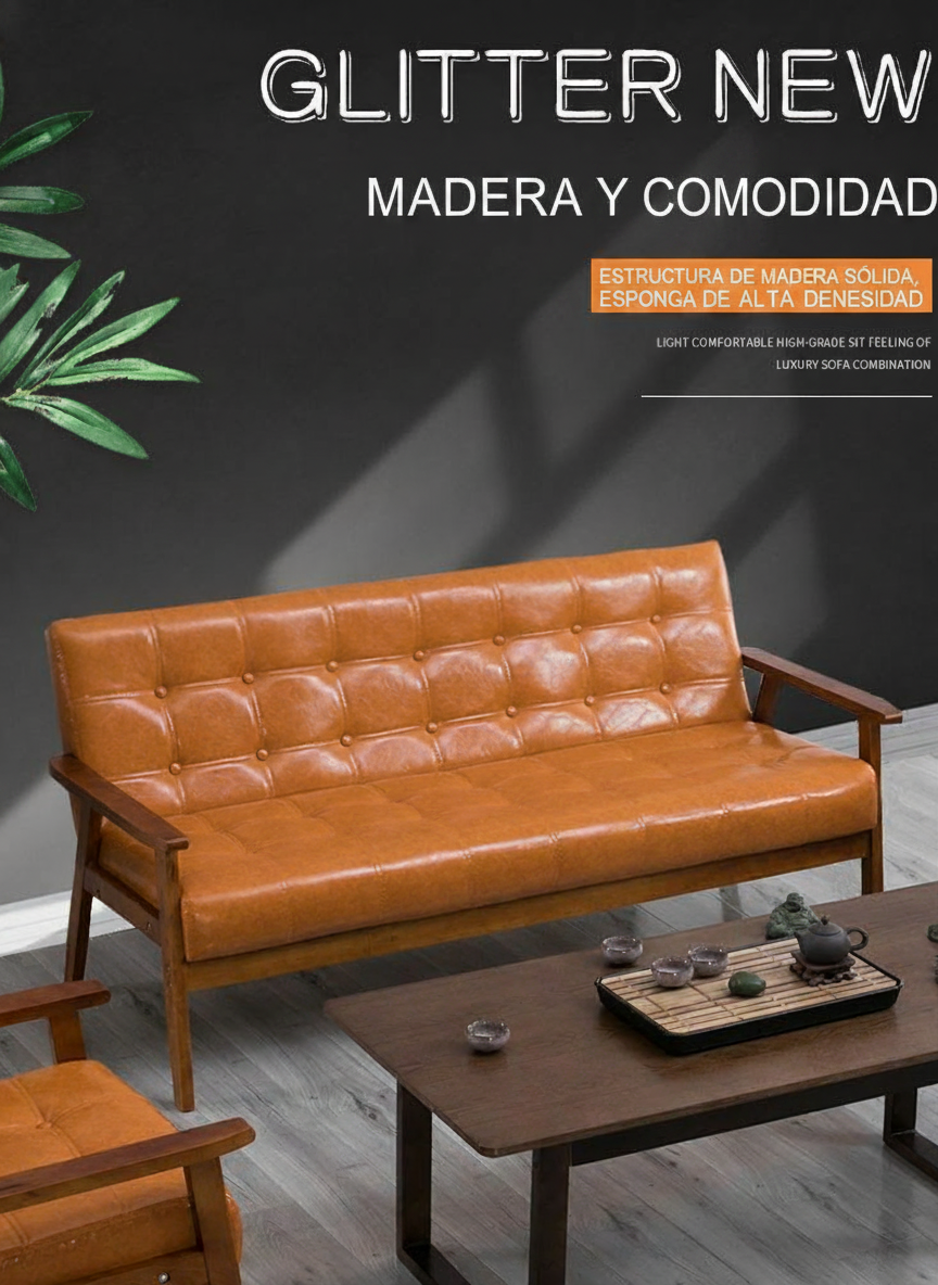 Sofá de oficina estilo japonés con estructura de madera - 11