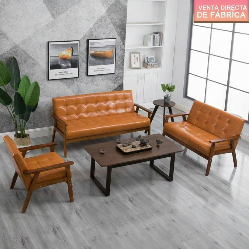 Sofá de oficina estilo japonés con estructura de madera - 2