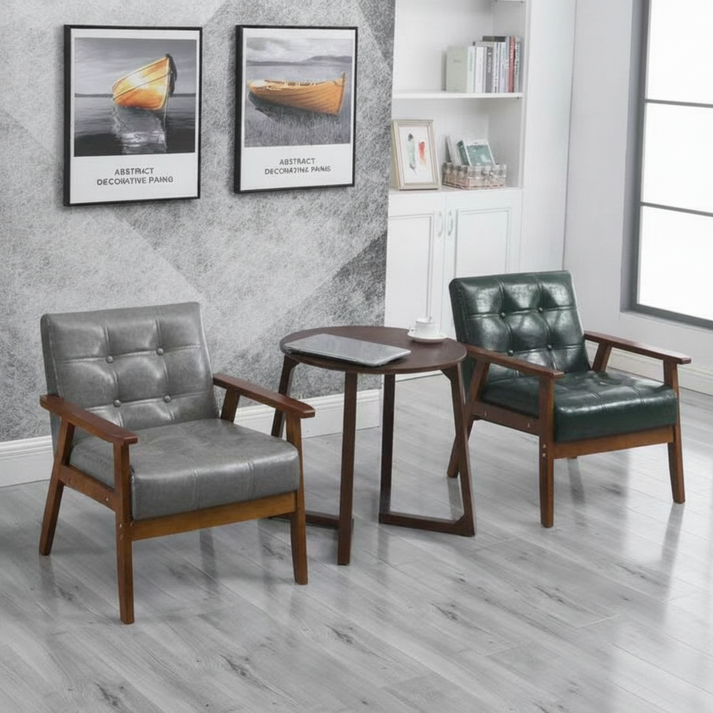 Sofá de oficina estilo japonés con estructura de madera - 3