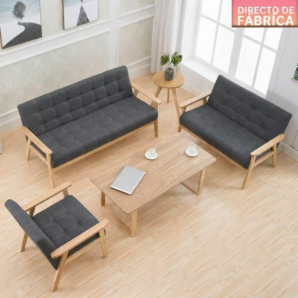 Sofá de oficina estilo japonés con estructura de madera - 4