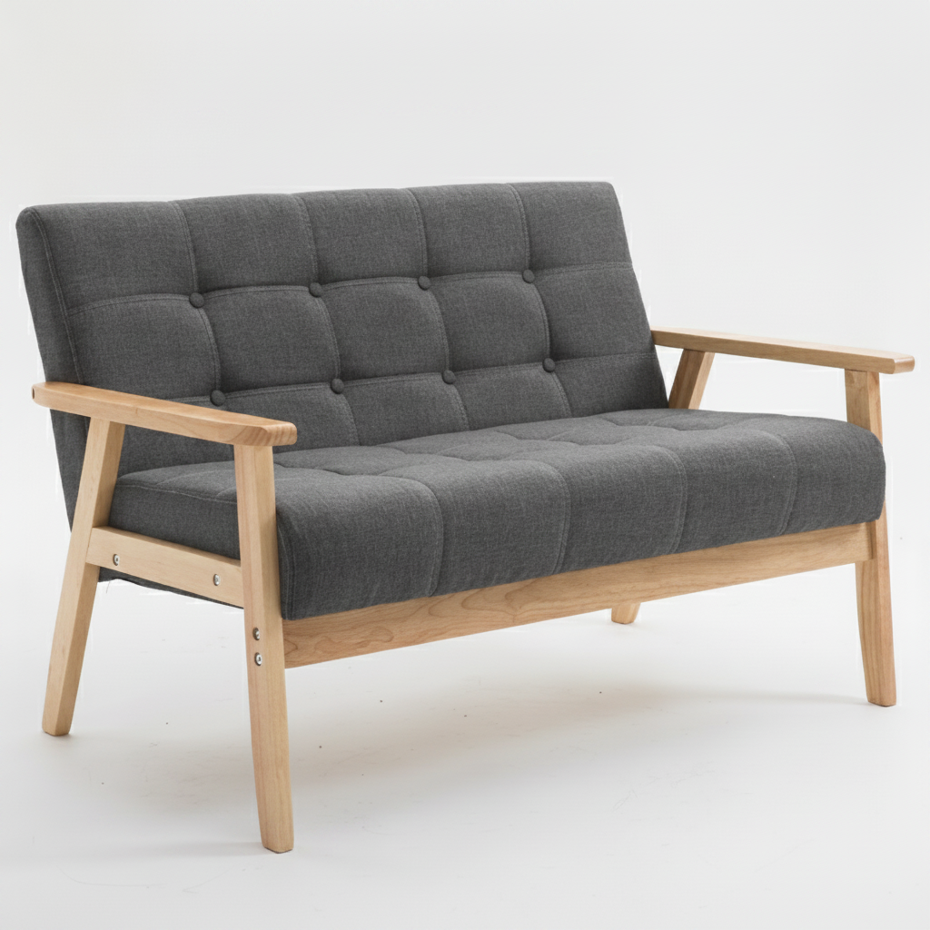 Sofá de oficina estilo japonés con estructura de madera - 7