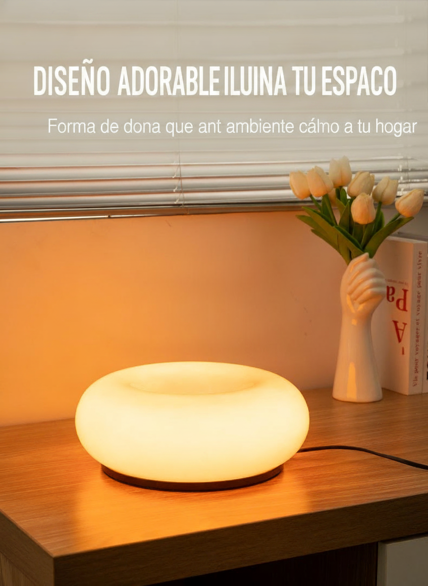 Lámpara LED táctil de vidrio diseño dona con 3 colores - 13