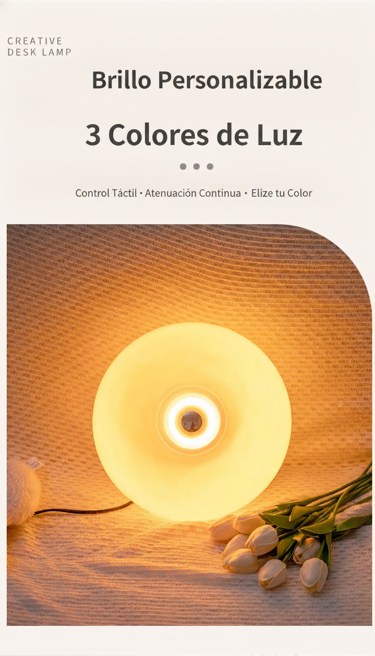 Lámpara LED táctil de vidrio diseño dona con 3 colores - 14