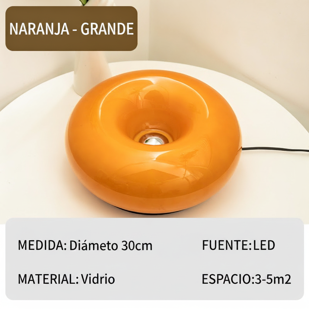 Lámpara LED táctil de vidrio diseño dona con 3 colores