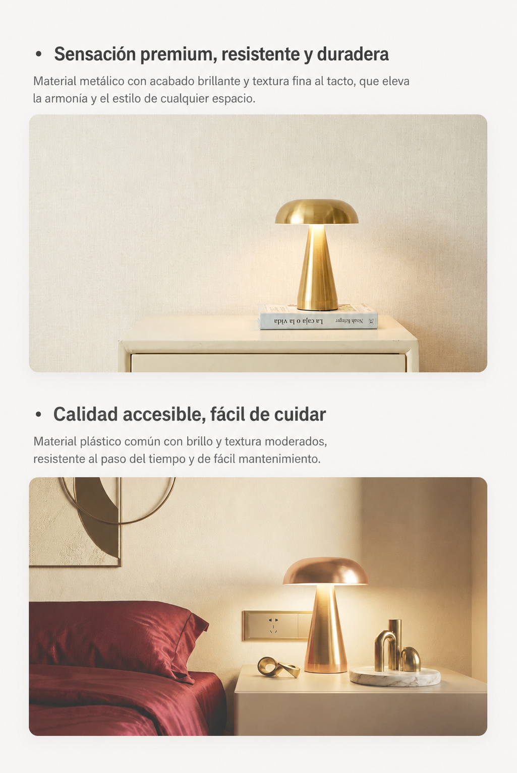 Lámpara de Mesa Tipo Hongo con Carga USB-C - 12