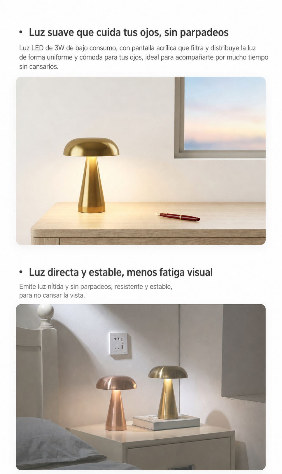 Lámpara de Mesa Tipo Hongo con Carga USB-C - 14