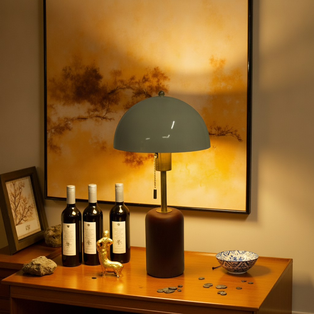 Lámpara de Mesa Vintage Francesa con Base de Bambú - 3