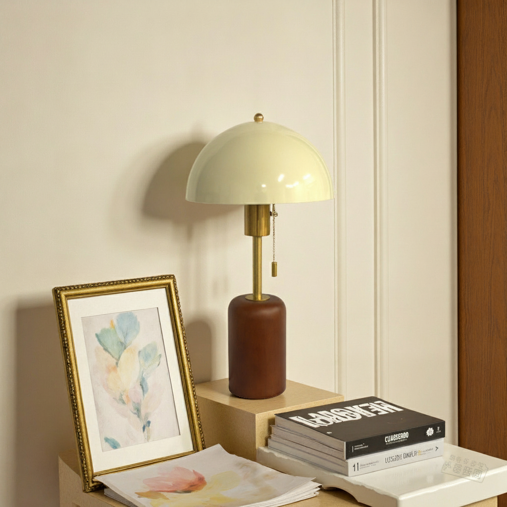 Lámpara de Mesa Vintage Francesa con Base de Bambú - 4