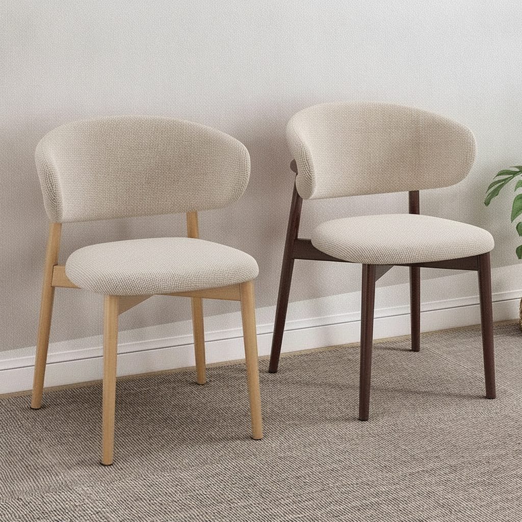 Silla de comedor moderna con respaldo tapizado y patas de metal - 1
