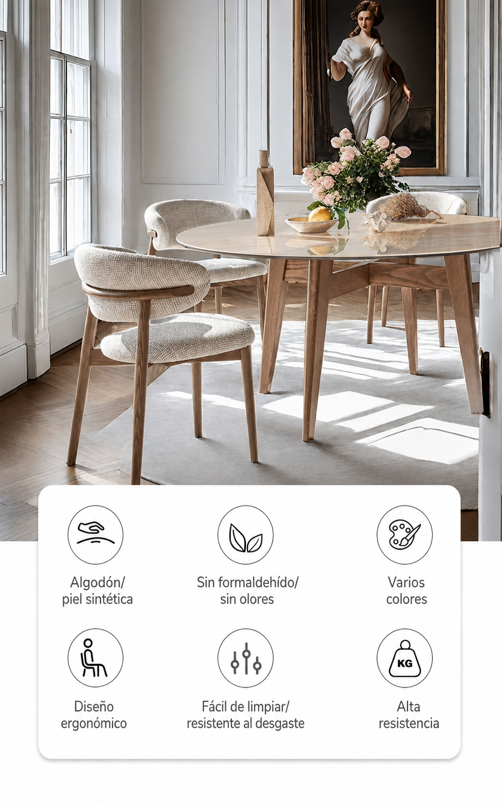 Silla de comedor moderna con respaldo tapizado y patas de metal - 13