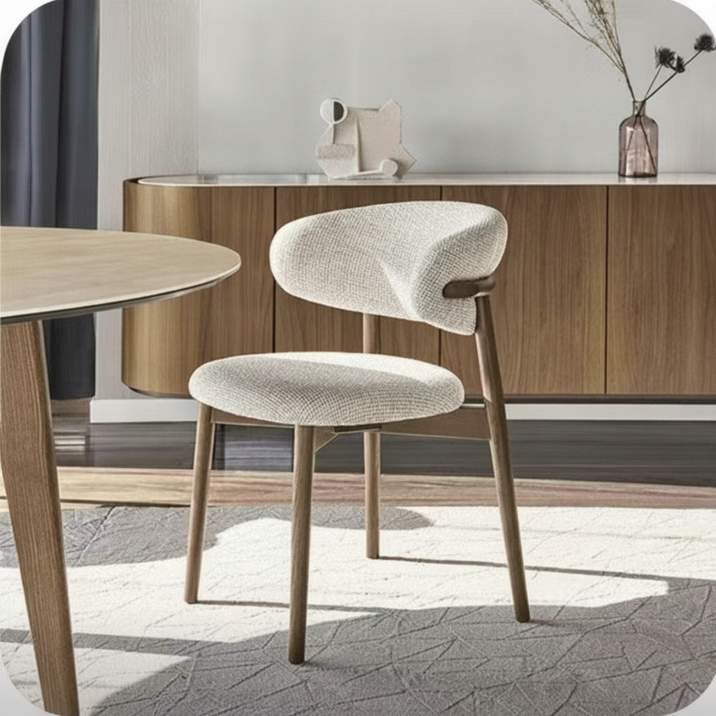 Silla de comedor moderna con respaldo tapizado y patas de metal - 2