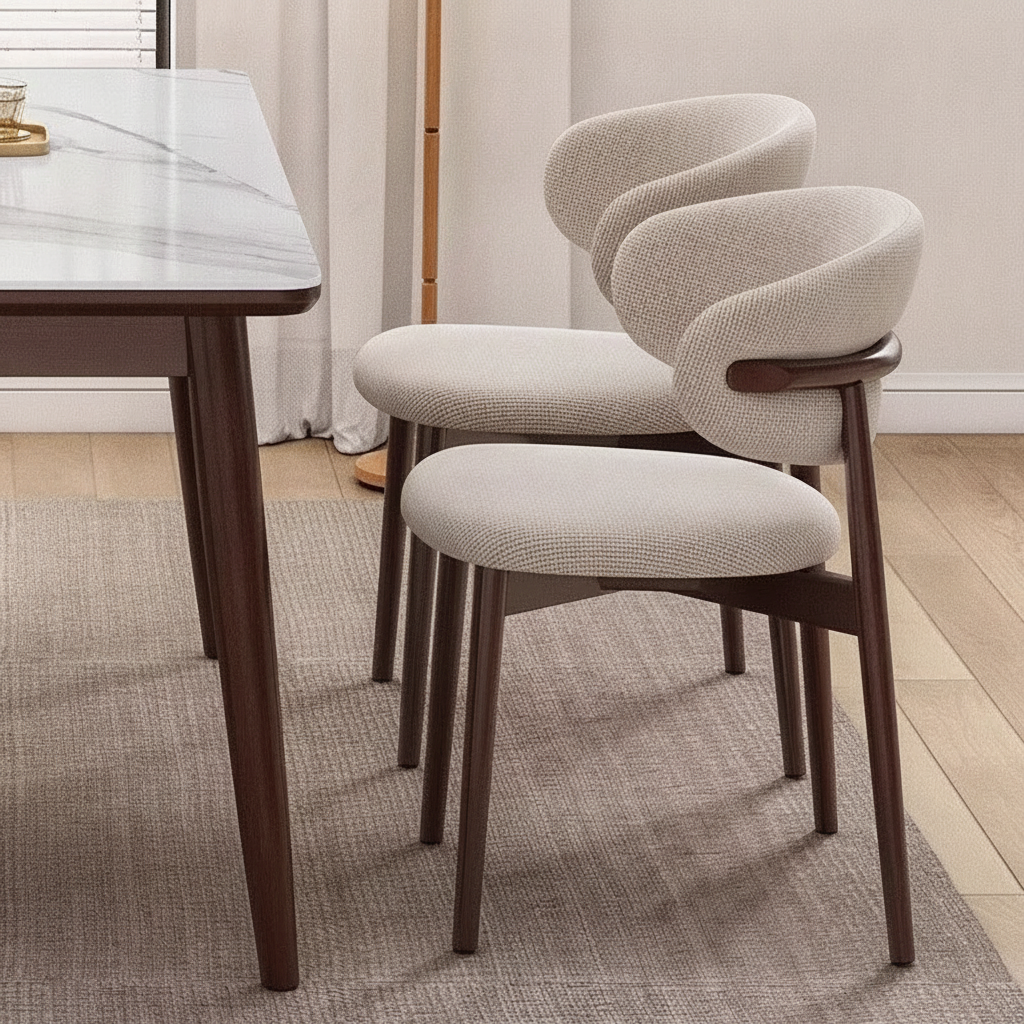 Silla de comedor moderna con respaldo tapizado y patas de metal - 4
