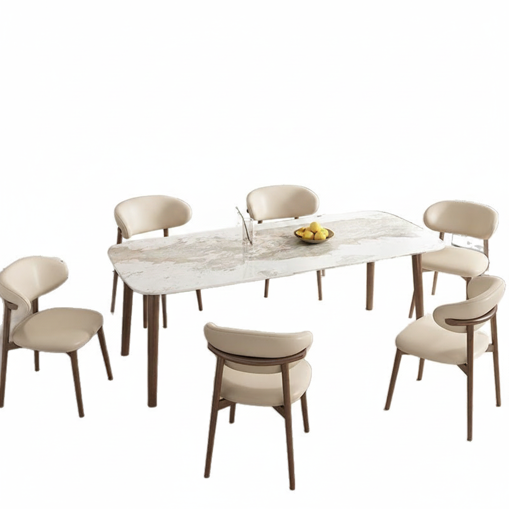 Silla de comedor moderna con respaldo tapizado y patas de metal - 5