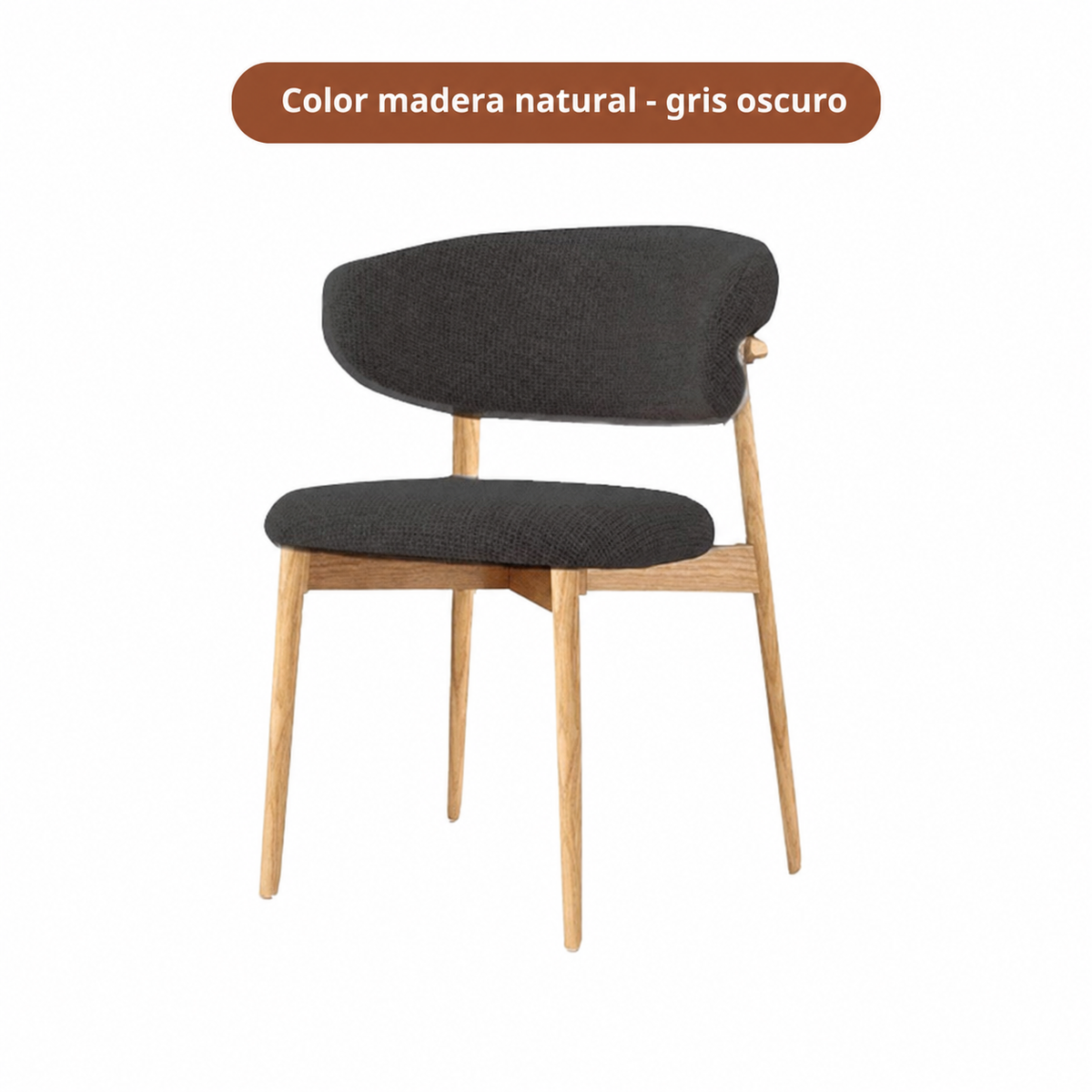 Silla de comedor moderna con respaldo tapizado y patas de metal - 6