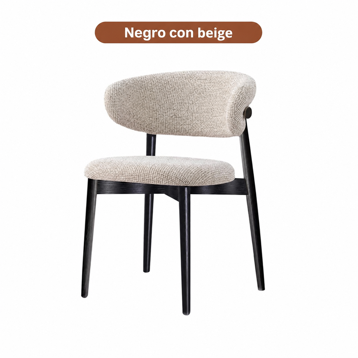 Silla de comedor moderna con respaldo tapizado y patas de metal