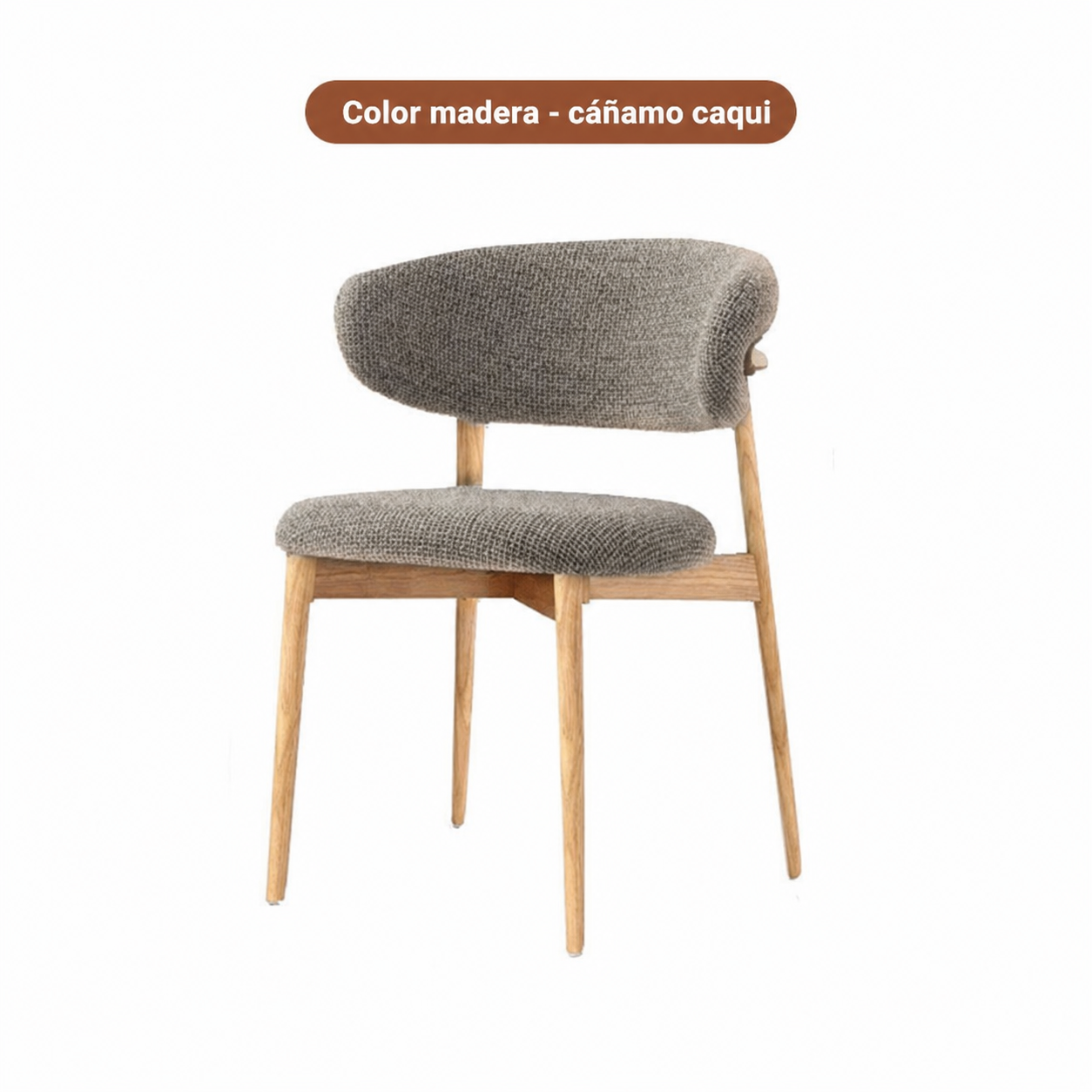 Silla de comedor moderna con respaldo tapizado y patas de metal