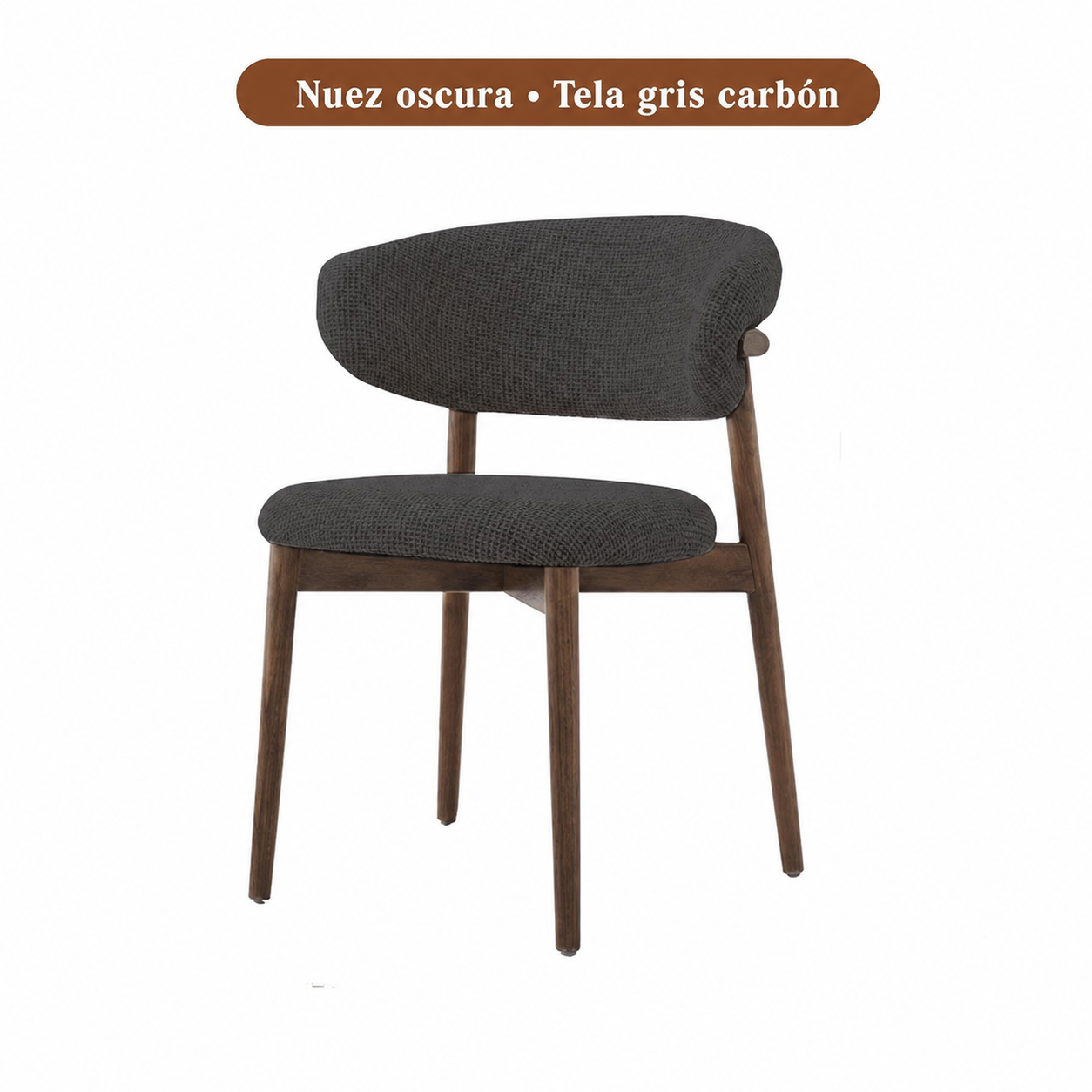 Silla de comedor moderna con respaldo tapizado y patas de metal