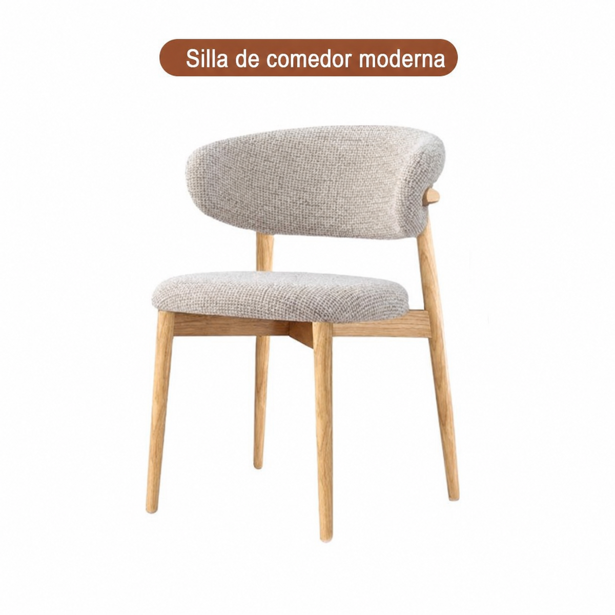 Silla de comedor moderna con respaldo tapizado y patas de metal
