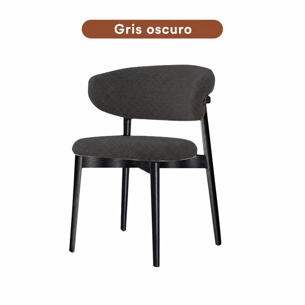 Silla de comedor moderna con respaldo tapizado y patas de metal