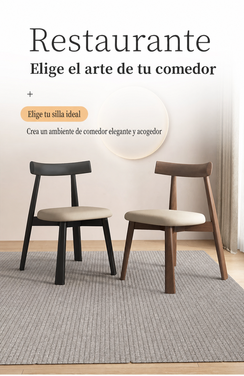 Silla Nórdica de Comedor con Respaldo y Asiento Tapizado - 13