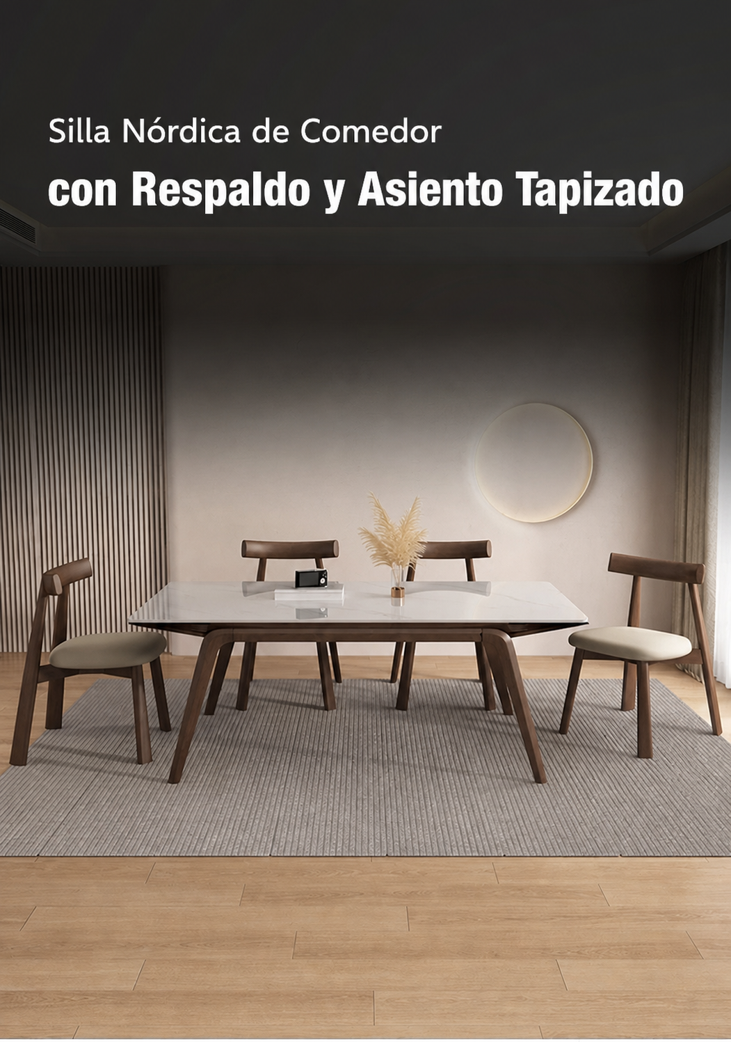 Silla Nórdica de Comedor con Respaldo y Asiento Tapizado - 15