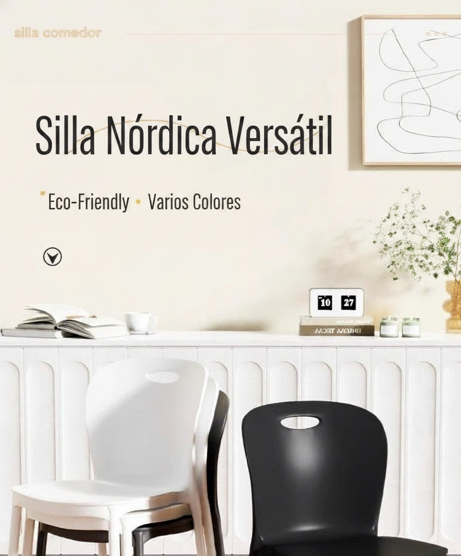 Silla nórdica apilable con descansabrazos para comedor - 10