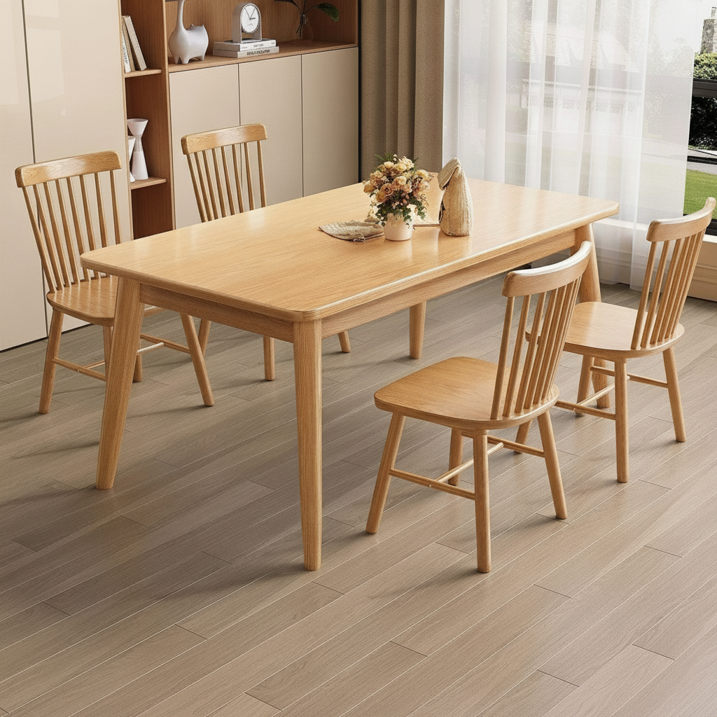 Mesa de comedor madera maciza estilo nórdico rectangular - 1