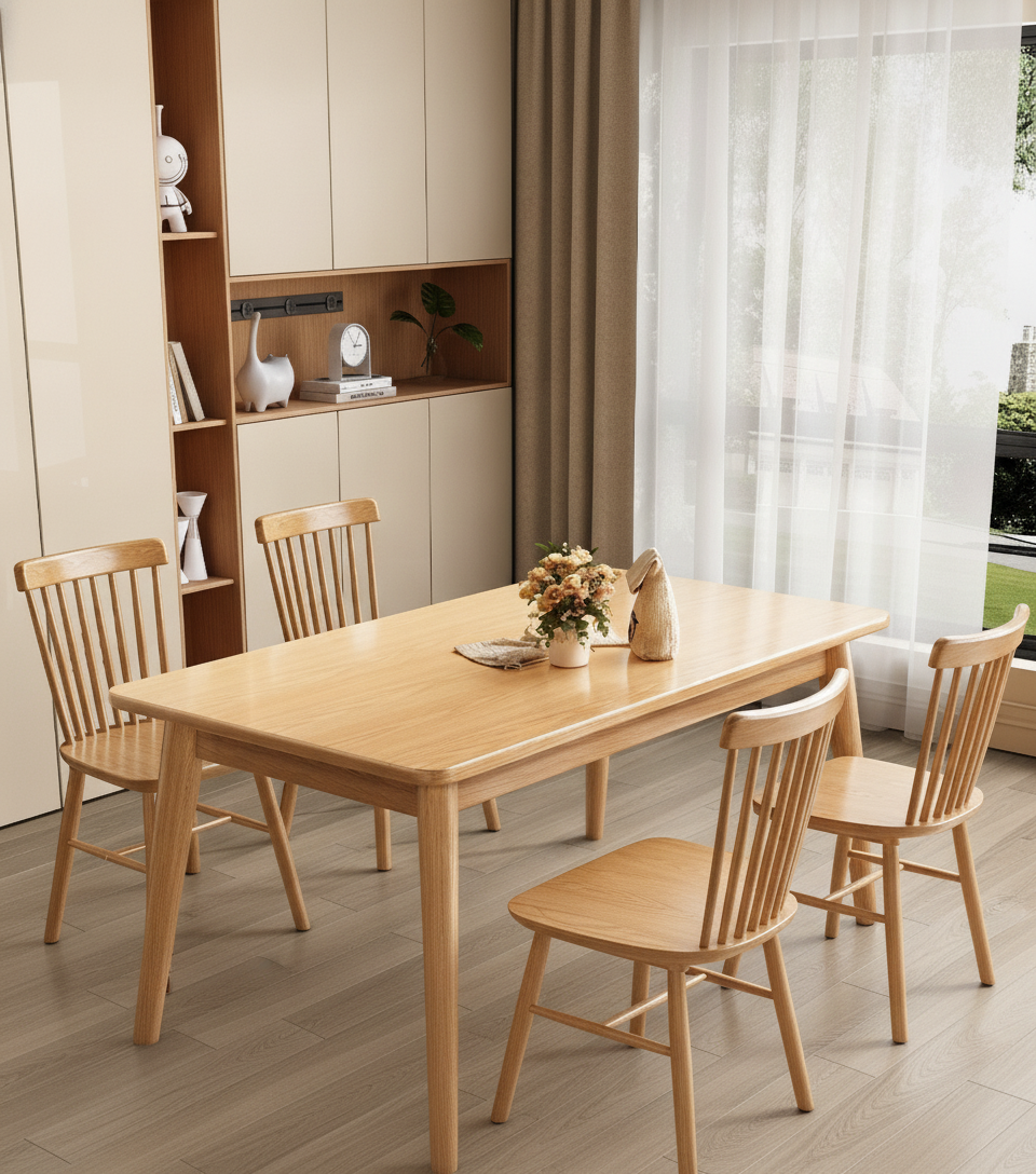 Mesa de comedor madera maciza estilo nórdico rectangular - 11