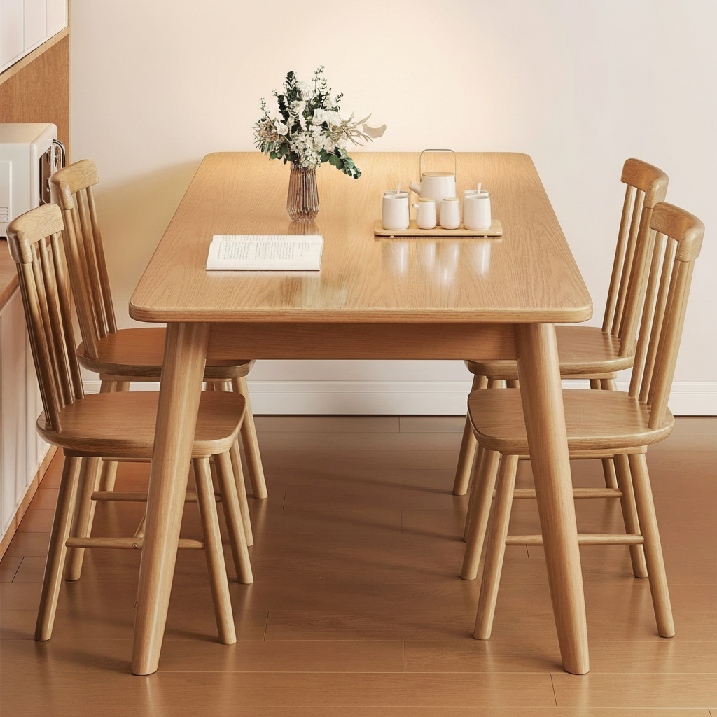 Mesa de comedor madera maciza estilo nórdico rectangular - 2