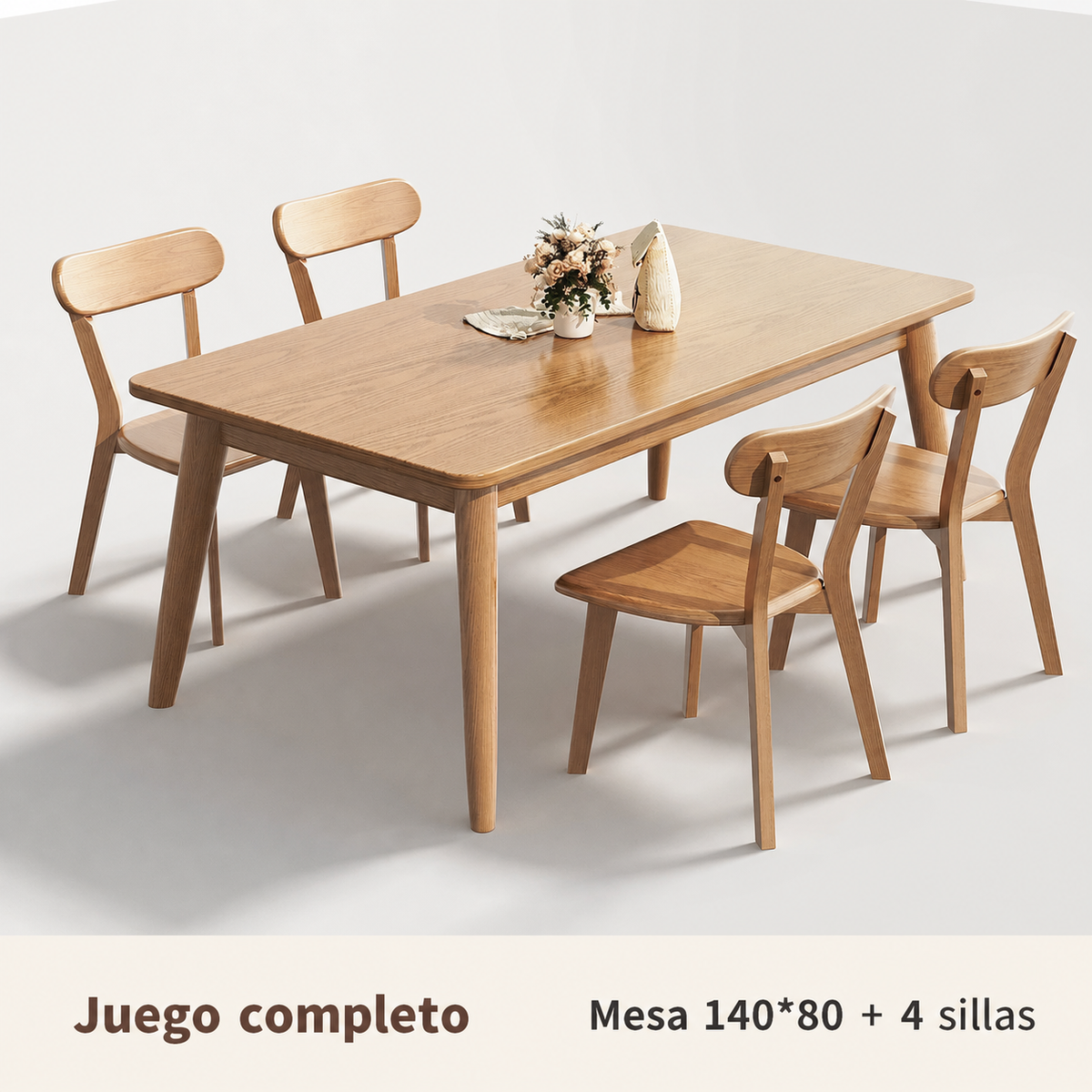 Mesa de comedor madera maciza estilo nórdico rectangular - 6