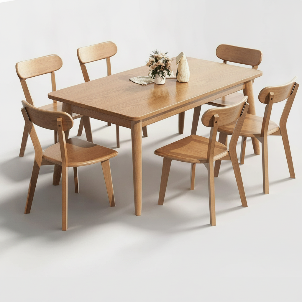 Mesa de comedor madera maciza estilo nórdico rectangular - 7