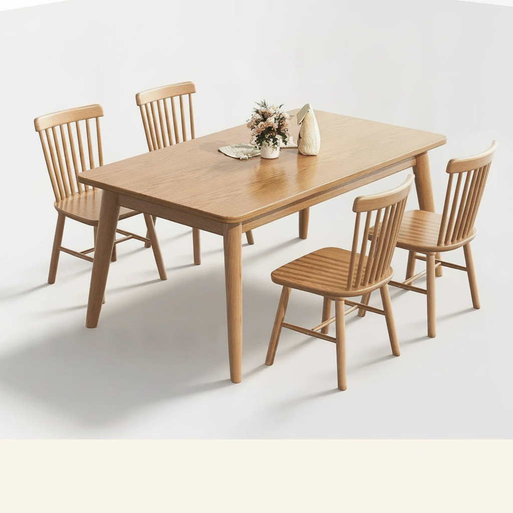Mesa de comedor madera maciza estilo nórdico rectangular - 8