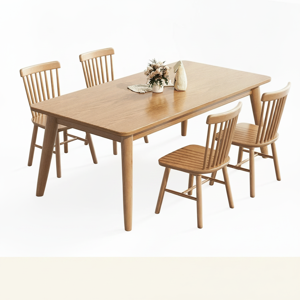 Mesa de comedor madera maciza estilo nórdico rectangular - 9
