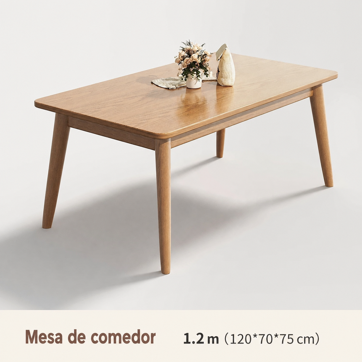 Mesa de comedor madera maciza estilo nórdico rectangular