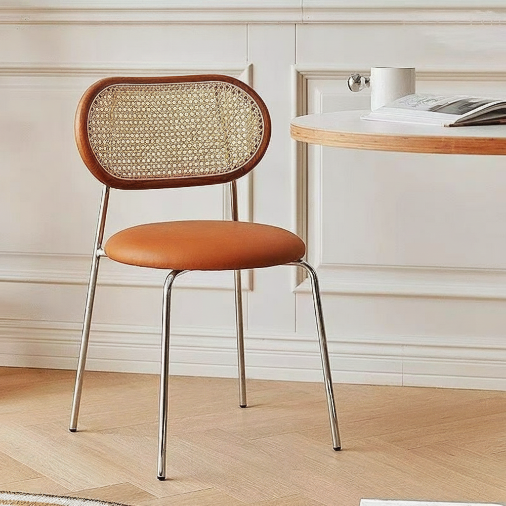 Silla de Comedor Estilo Ratán Nórdico con Cojín - 11