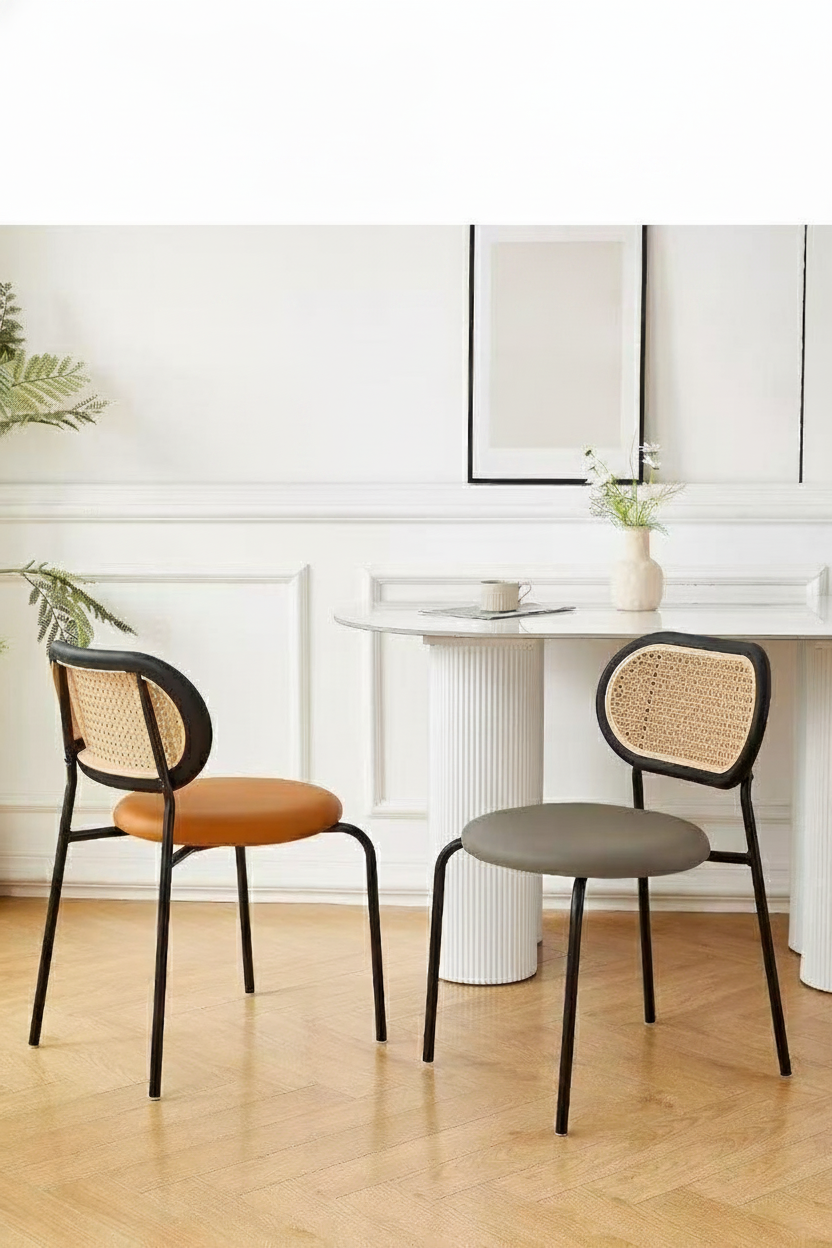 Silla de Comedor Estilo Ratán Nórdico con Cojín - 13